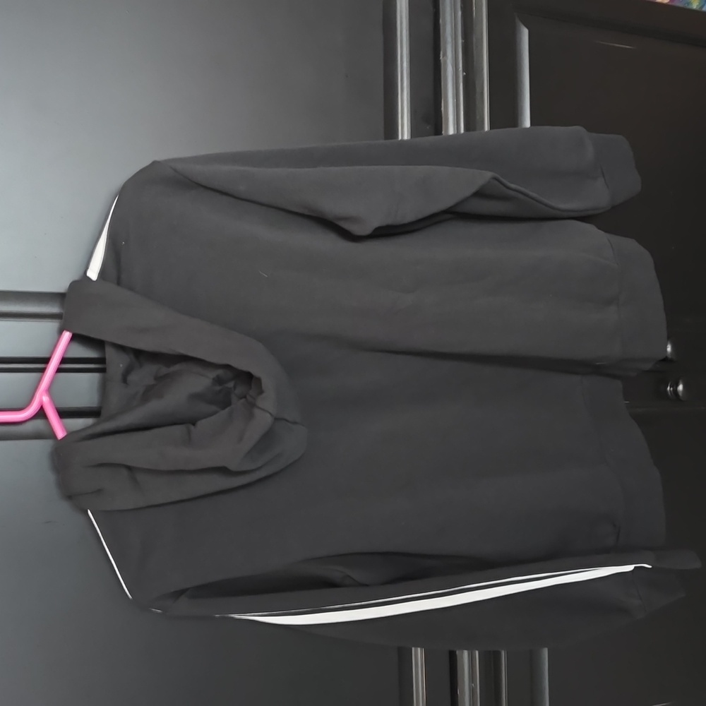 Adidas Black Zip-Up Hoodie with White Accents - Picture 2 of 4
